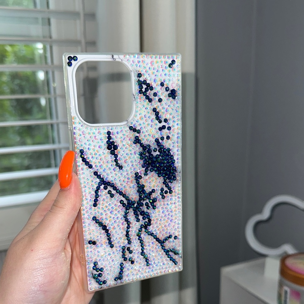 iPhone 14 Pro Max “lightening storm” HAND BEDAZZLED Phone case